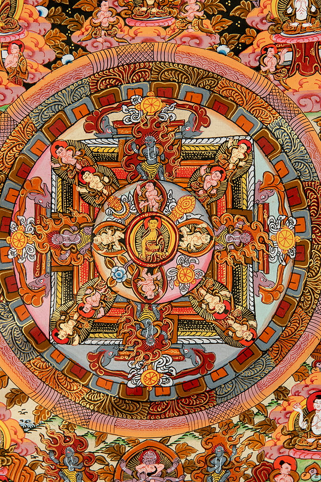 〔一点物〕装丁付肉筆仏画（タンカ） - 釈迦陀如来曼荼羅 3 - 細部を見てみました。