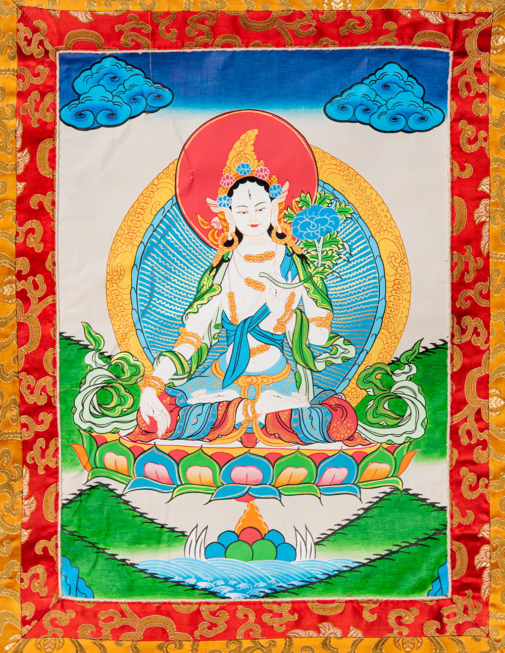 チベットタンカ  曼荼羅  肉筆仏画　額縁入り　大きめ チベットタンカ 曼荼羅 肉筆仏画 額縁入り 大きめ