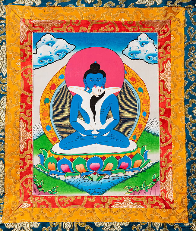 〔一点物〕装丁付肉筆仏画（タンカ）  - 法身普賢の写真1枚目です。仏画部分を見てみました。タンカ,マンダラ,曼荼羅,手描きのタンカ