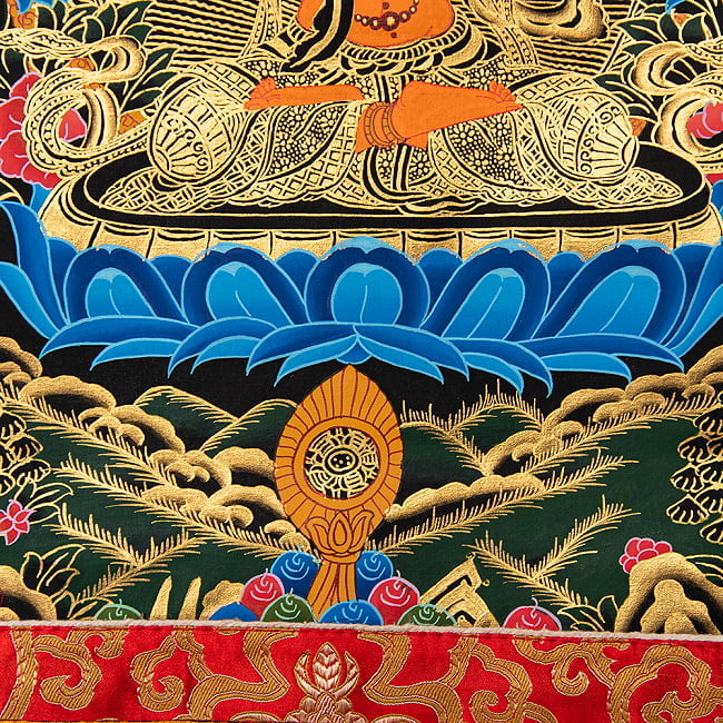 〔一点物〕装丁付肉筆仏画（タンカ）  - 文殊師利菩薩 10 - 細部を見てみました。