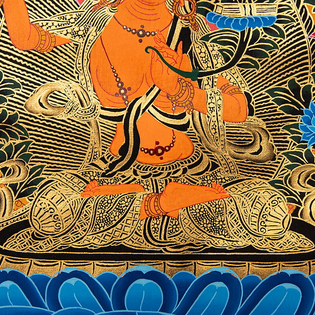 〔一点物〕装丁付肉筆仏画（タンカ）  - 文殊師利菩薩 5 - 細部を見てみました。