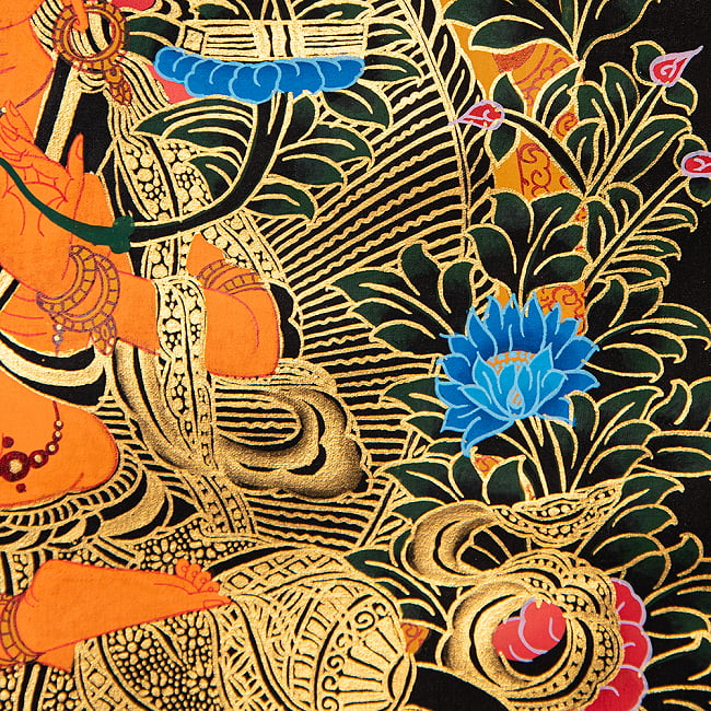 〔一点物〕装丁付肉筆仏画（タンカ）  - 文殊師利菩薩 7 - 細部を見てみました。