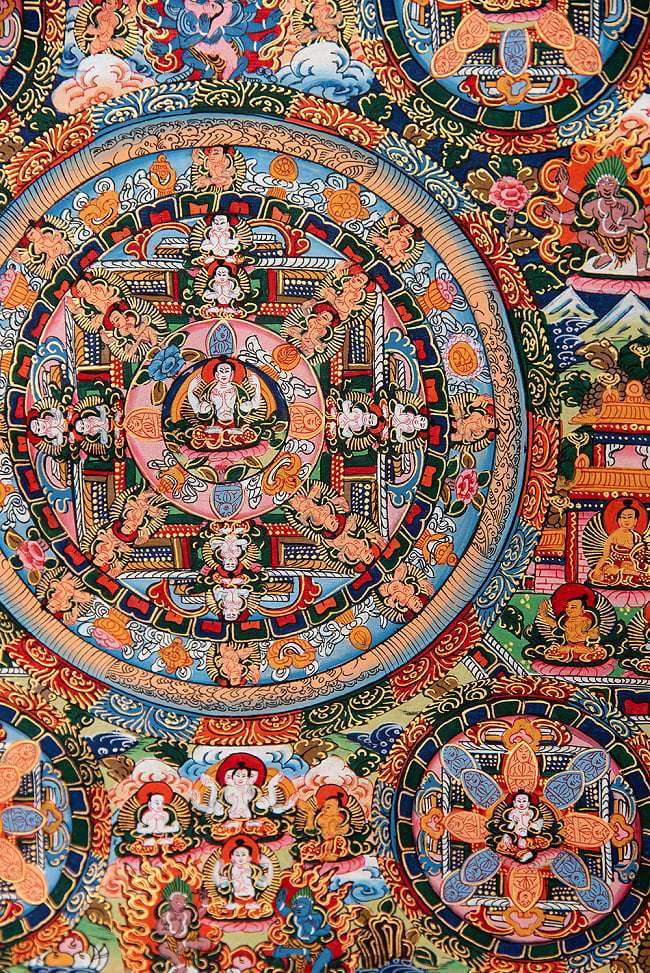 〔一点物〕装丁付肉筆仏画（タンカ）  - 仏陀曼荼羅 9 - 細部を見てみました。