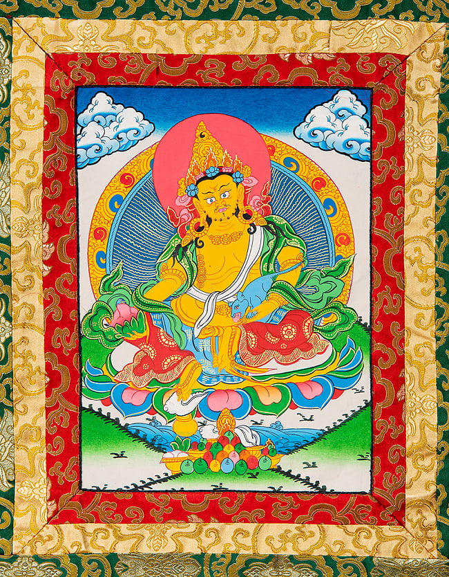 〔一点物〕装丁付肉筆仏画（タンカ）  - 宝蔵神の写真1枚目です。仏画部分を見てみました。タンカ,マンダラ,曼荼羅,手描きのタンカ
