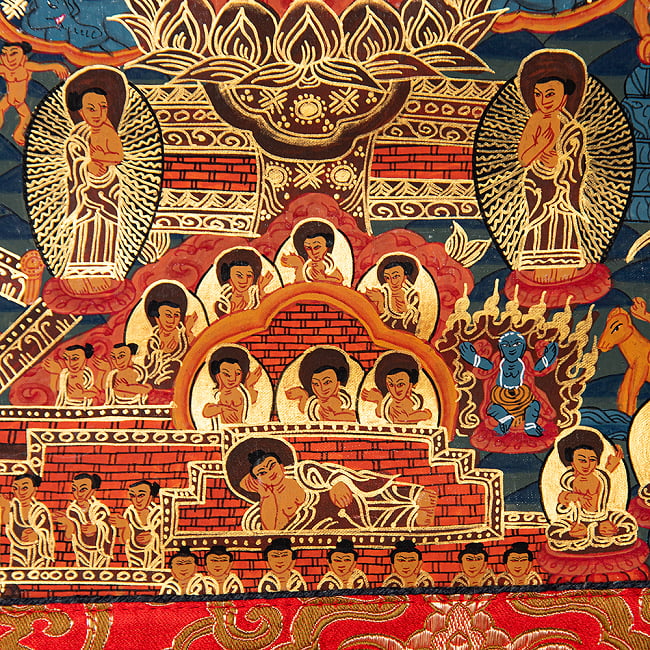 〔一点物〕装丁付肉筆仏画（タンカ）  - 仏陀の生涯 10 - 細部を見てみました。