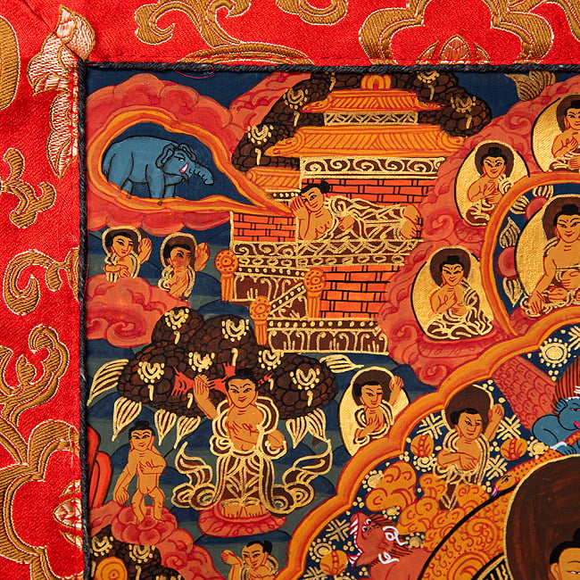 〔一点物〕装丁付肉筆仏画（タンカ）  - 仏陀の生涯 6 - 細部を見てみました。