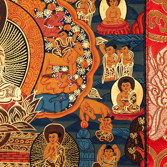 〔一点物〕装丁付肉筆仏画（タンカ）  - 仏陀の生涯 8 - 細部を見てみました。
