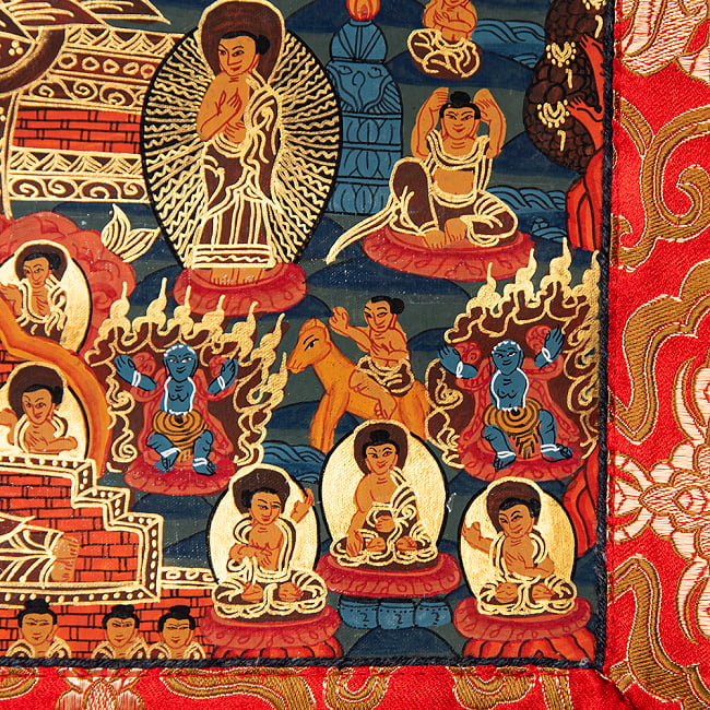 〔一点物〕装丁付肉筆仏画（タンカ）  - 仏陀の生涯 9 - 細部を見てみました。