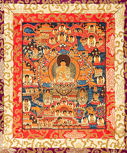〔一点物〕装丁付肉筆仏画（タンカ）  - 仏陀の生涯