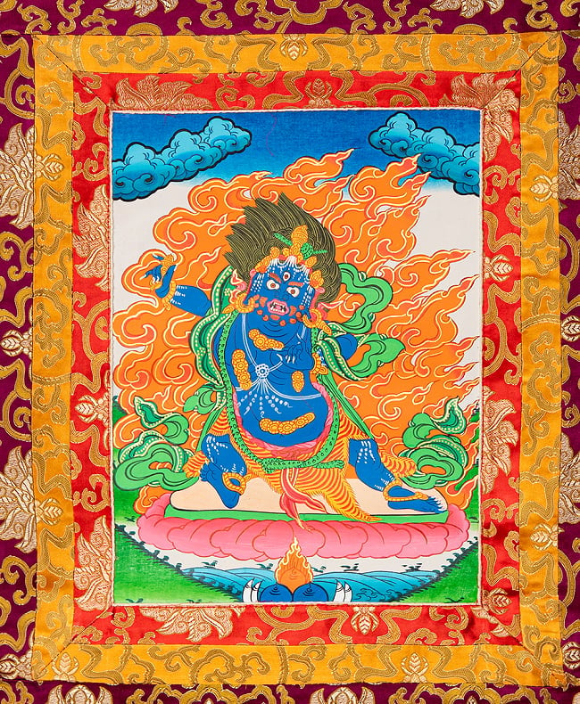 〔一点物〕装丁付肉筆仏画（タンカ）  - 金剛手菩薩の写真1枚目です。仏画部分を見てみました。タンカ,マンダラ,曼荼羅,手描きのタンカ