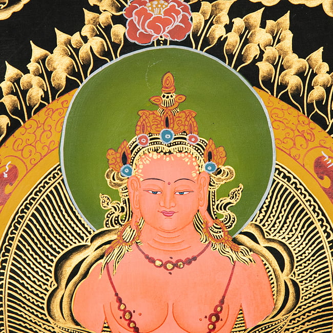 〔一点物〕装丁付肉筆仏画（タンカ）  - 無量寿菩薩 3 - 細部を見てみました。