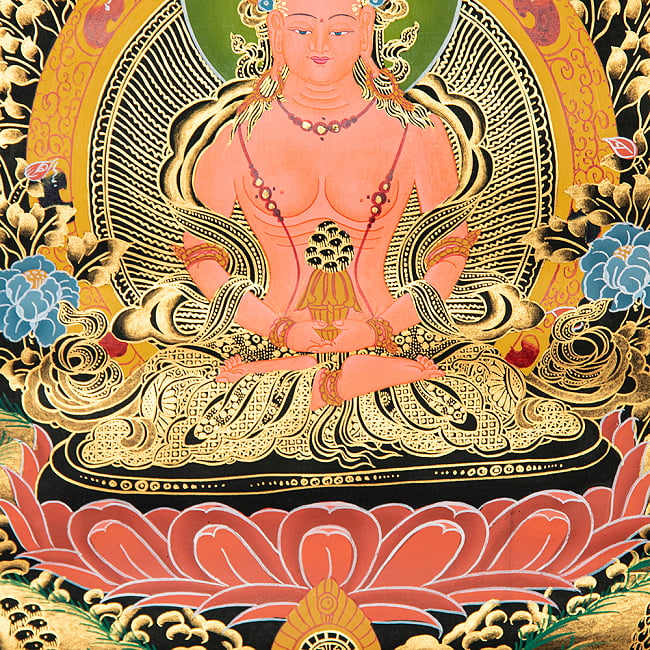 〔一点物〕装丁付肉筆仏画（タンカ）  - 無量寿菩薩 6 - 細部を見てみました。