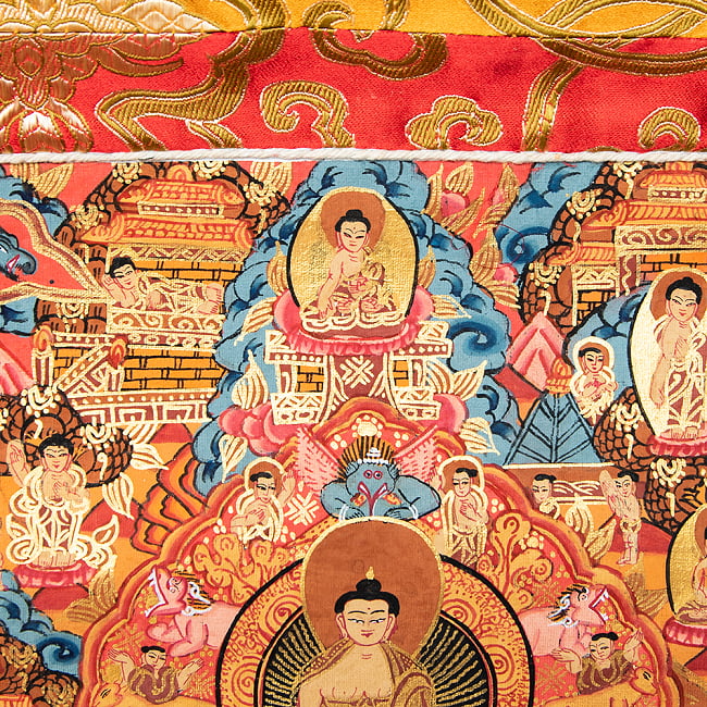 〔一点物〕装丁付肉筆仏画（タンカ） - 仏陀の生涯 3 - 細部を見てみました。