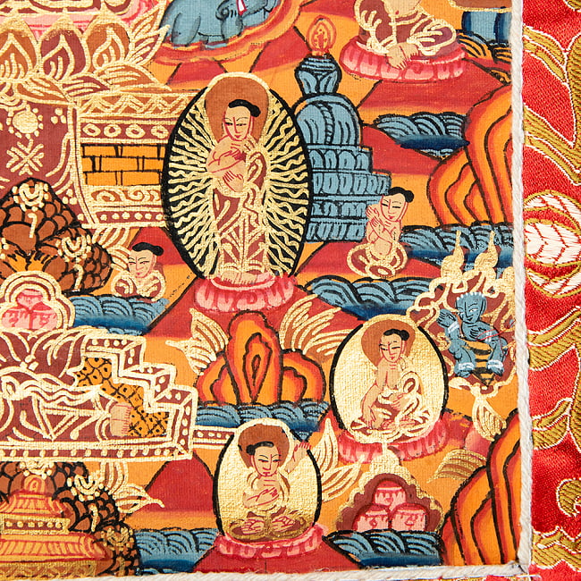 〔一点物〕装丁付肉筆仏画（タンカ） - 仏陀の生涯 7 - 細部を見てみました。