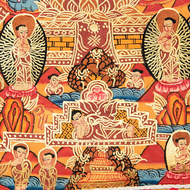 〔一点物〕装丁付肉筆仏画（タンカ） - 仏陀の生涯 9 - 細部を見てみました。