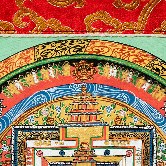 〔一点物〕装丁付肉筆仏画（タンカ） - カーラチャクラマンダラ 3 - 細部を見てみました。