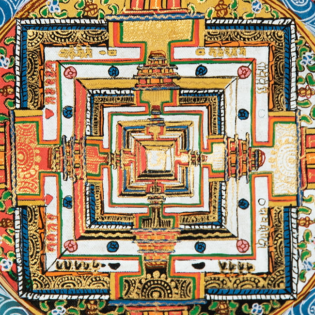 〔一点物〕装丁付肉筆仏画（タンカ） - カーラチャクラマンダラ 5 - 細部を見てみました。