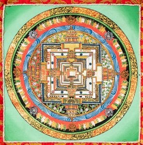 〔一点物〕装丁付肉筆仏画（タンカ） - カーラチャクラマンダラ(NP-TANKA-277)