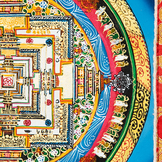 〔一点物〕装丁付肉筆仏画（タンカ） - カーラチャクラマンダラ 6 - 細部を見てみました。