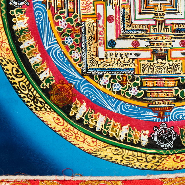 〔一点物〕装丁付肉筆仏画（タンカ） - カーラチャクラマンダラ 8 - 細部を見てみました。
