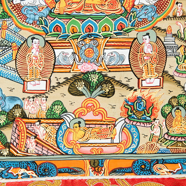 〔一点物〕装丁付肉筆仏画（タンカ） - 仏陀の生涯 10 - 細部を見てみました。