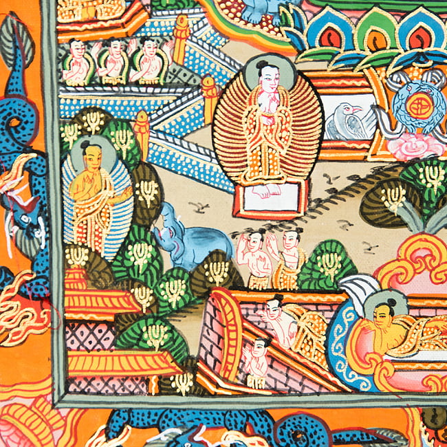 〔一点物〕装丁付肉筆仏画（タンカ） - 仏陀の生涯 11 - 細部を見てみました。