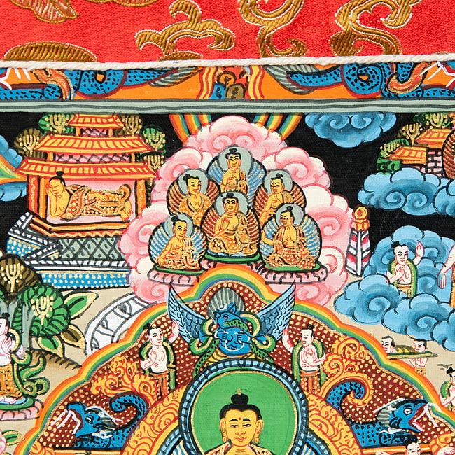 〔一点物〕装丁付肉筆仏画（タンカ） - 仏陀の生涯 3 - 細部を見てみました。