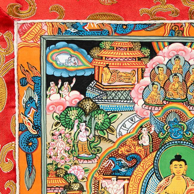 〔一点物〕装丁付肉筆仏画（タンカ） - 仏陀の生涯 4 - 細部を見てみました。