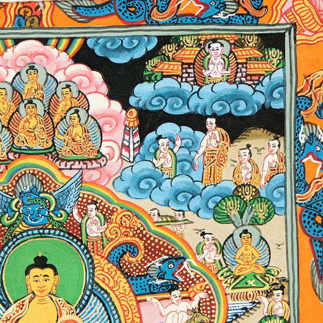 〔一点物〕装丁付肉筆仏画（タンカ） - 仏陀の生涯 5 - 細部を見てみました。