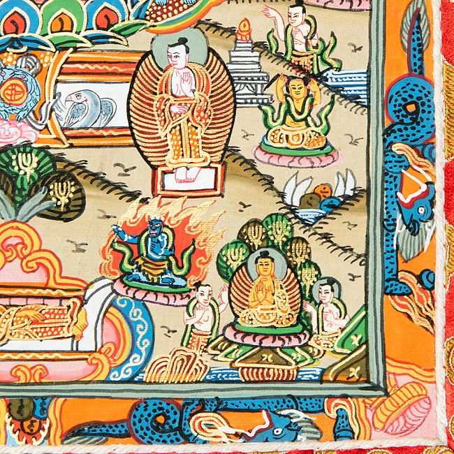 〔一点物〕装丁付肉筆仏画（タンカ） - 仏陀の生涯 9 - 細部を見てみました。