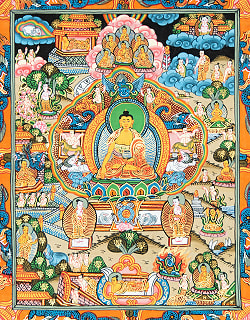 〔一点物〕装丁付肉筆仏画（タンカ） - 仏陀の生涯の商品写真