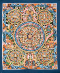 〔一点物〕タンカ - 五仏曼荼羅[31cm x 39cm](NP-TANKA-286)