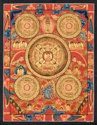 〔一点物〕タンカ - 五仏曼荼羅[31cm x 39cm](NP-TANKA-287)