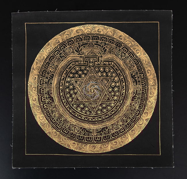 〔一点物〕ゴールデンタンカ　- 輪廻転生(サンサーラ)[26cm x 26cm] 2 - 仏画の全体像が分かるように撮影しました