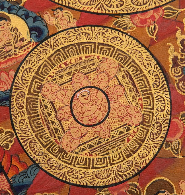 〔一点物〕タンカ - 五仏曼荼羅[36cm x 30cm] 6 - 一部分をアップにしてみました