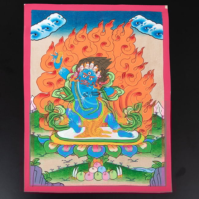 〔一点物〕タンカ - 金剛手菩薩 ヴァジュラ・パニ[40cm x 31cm] 2 - 仏画の全体像が分かるように撮影しました