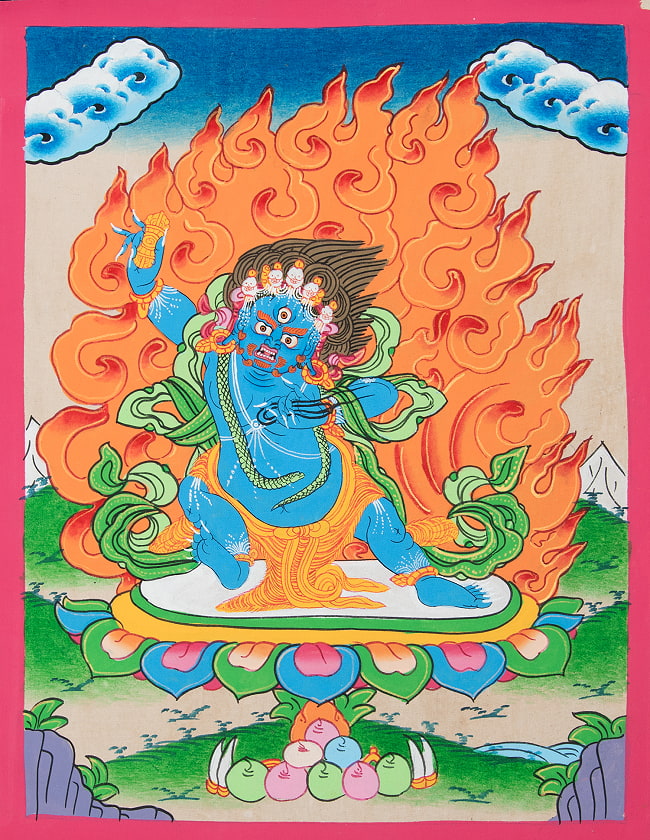 〔一点物〕タンカ - 金剛手菩薩 ヴァジュラ・パニ[40cm x 31cm]の写真仏画,Thanka,タンカ,マンダラ,曼荼羅,手描きのタンカ,手描,チベット仏教