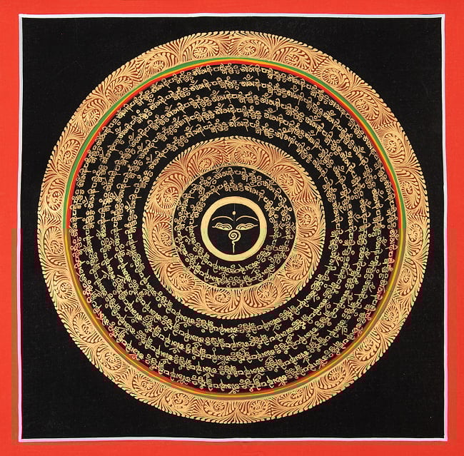 〔一点物〕タンカ - ブッダアイと種子マンダラ[32cm x 32cm]の写真仏画,Thanka,タンカ,マンダラ,曼荼羅,手描きのタンカ,手描,チベット仏教