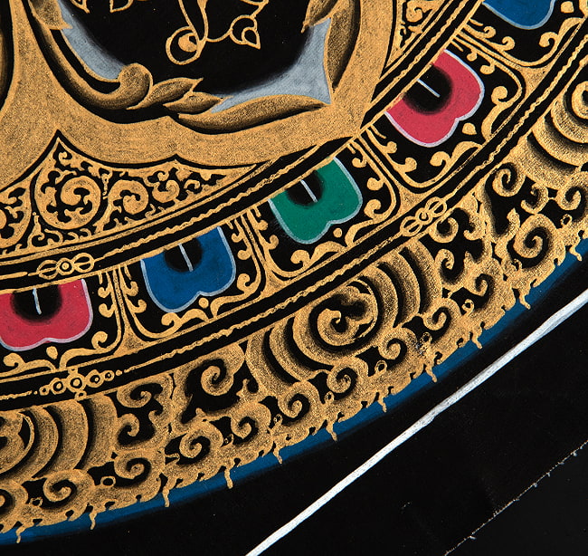 〔一点物〕タンカ - 八吉祥曼荼羅　アシュタマンガラ Ashtamangala[35cm x 35cm] 8 - 一部分をアップにしてみました
