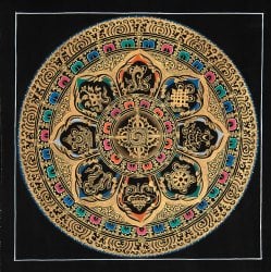 〔一点物〕タンカ - 八吉祥曼荼羅　アシュタマンガラ Ashtamangala[35cm x 35cm](NP-TANKA-308)