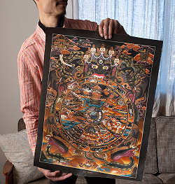 〔Raj Lama作 一点物〕タンカ - 六道輪廻図[55x70cm] - サブ4