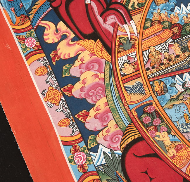 〔一点物〕タンカ - Wheel of existance 六道輪廻図[45x57cm] 13 - アップにして撮影しました。非常によく描き込まれています