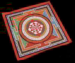 〔一点物〕タンカ - シュリ・ヤントラ Sri Yantra 曼荼羅[54x54cm] - サブ3