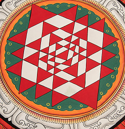 〔一点物〕タンカ - シュリ・ヤントラ Sri Yantra 曼荼羅[54x54cm] - サブ5