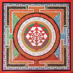 〔一点物〕タンカ - シュリ・ヤントラ Sri Yantra 曼荼羅[54x54cm](NP-TANKA-322)