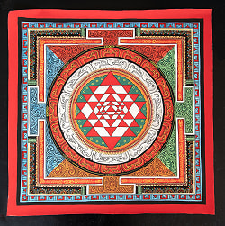 〔一点物〕タンカ - シュリ・ヤントラ Sri Yantra 曼荼羅[54x54cm] - サブ2