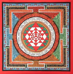 〔一点物〕タンカ - シュリ・ヤントラ Sri Yantra 曼荼羅[54x54cm](NP-TANKA-323)