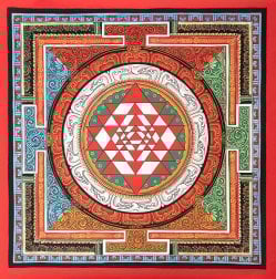 〔一点物〕タンカ - シュリ・ヤントラ Sri Yantra 曼荼羅[54x54cm](NP-TANKA-323)