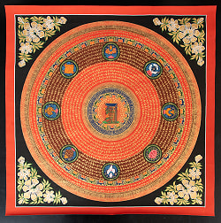 〔一点物〕タンカ - カーラチャクラ・アシュタマンガラ 八吉祥曼荼羅 Ashtamangala[75x75cm] - サブ2