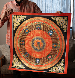 〔一点物〕タンカ - カーラチャクラ・アシュタマンガラ 八吉祥曼荼羅 Ashtamangala[75x75cm] - サブ4